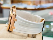 Audemars Piguet Royal Oak 15400OR 41mm Rose Gold WHITE Dial Rubber B Strap Watch 8