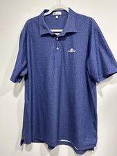 Peter Millar Polo Shirt Men  s XL Blue Summer Comfort Palm Tree Logo Golf