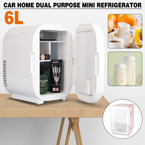 Personal Chiller LED Lighted Mini Fridge with Mirror Door Refrigerator