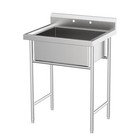 Commercial 304 Stainless Steel Sink for Restaurant, Laundry Sink W/ Back Splash