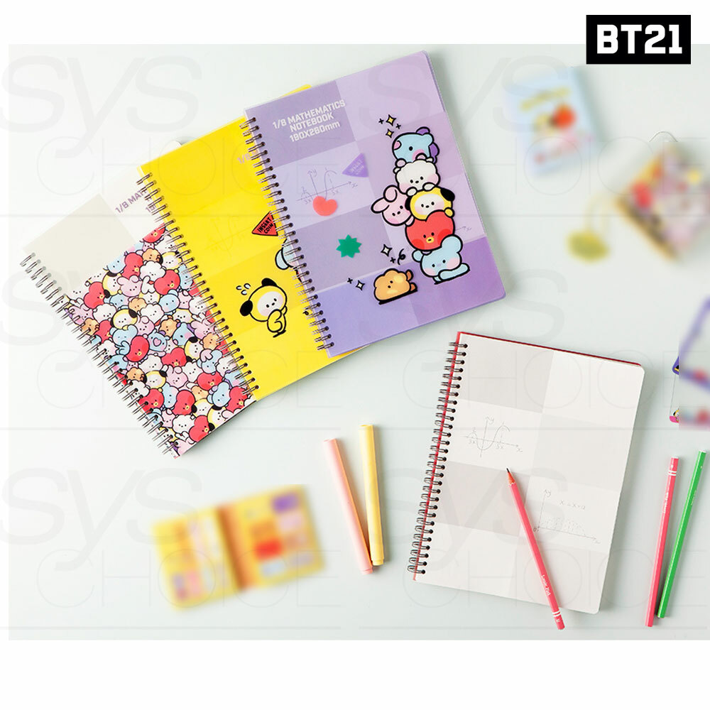 BTS BT21 Official Authentic Goods 1/8 Mathematics Notebook 190 x
