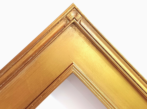 8 X 10 CARVED CLOSED CORNER FLAT PANEL GOLD LEAF 3" WIDE STANDARD PICTURE FRAME - Picture 2 of 9