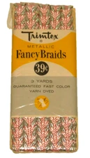 Gorgeous NOS 2 Pkgs Vintage TRIMTEX Pink Metallic Braid Blue Shell Braid