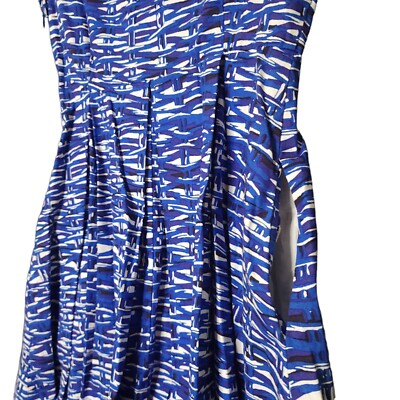 Felicity Coco RETRO Fit Flare Dress SMALL Side Pockets Box Pleat Blue White  Cap | eBay