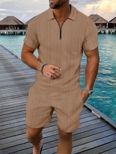Mens Tracksuit 2-Piece Set Short Sleeve T Shirt Shorts Sweatsuit Outfit Set