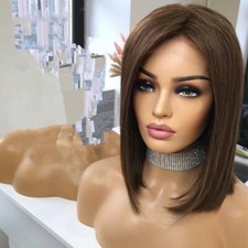 4x4 Lace Frontal Wig Brown Short Bob Human Hair Wig for Women