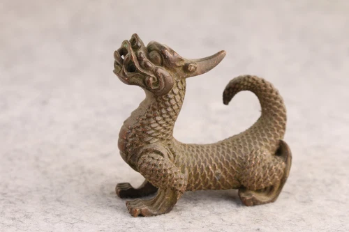 Rare Chinese dragon bronze figure Statue tea pet fengshui Art deco - Picture 4 of 6
