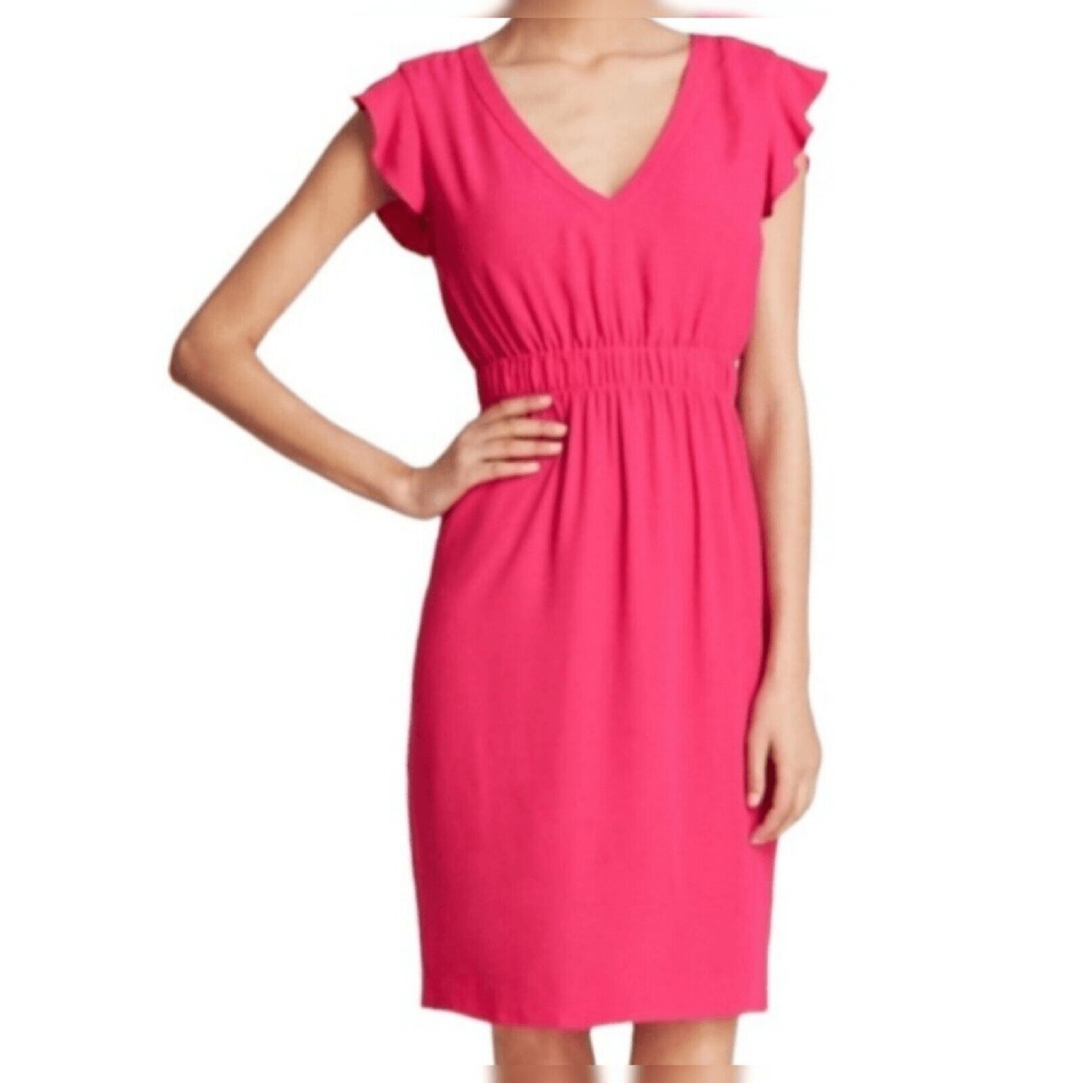 Kate Spade Fluid Crepe Frill Dress Bright Pink Size 0 | eBay