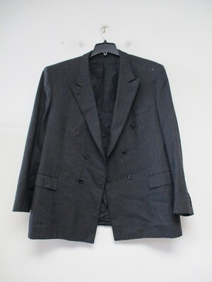 Brioni by Neiman Marcus Black Striped Wool Blazer Jacket 48R Italy