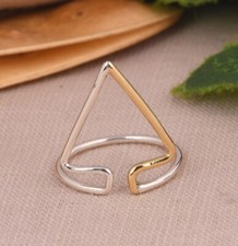 Two Tone Handmade Ring, Arrow Shape Minimalist Ring, Geometric Ring Gift For Her