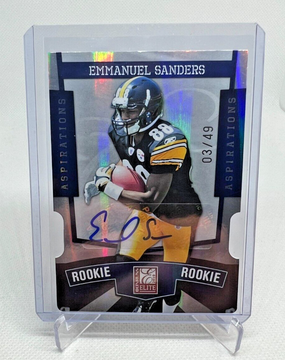 2010 Donruss Elite Aspirations EMMANUEL SANDERS RC Auto 03/49 #159 Steelers