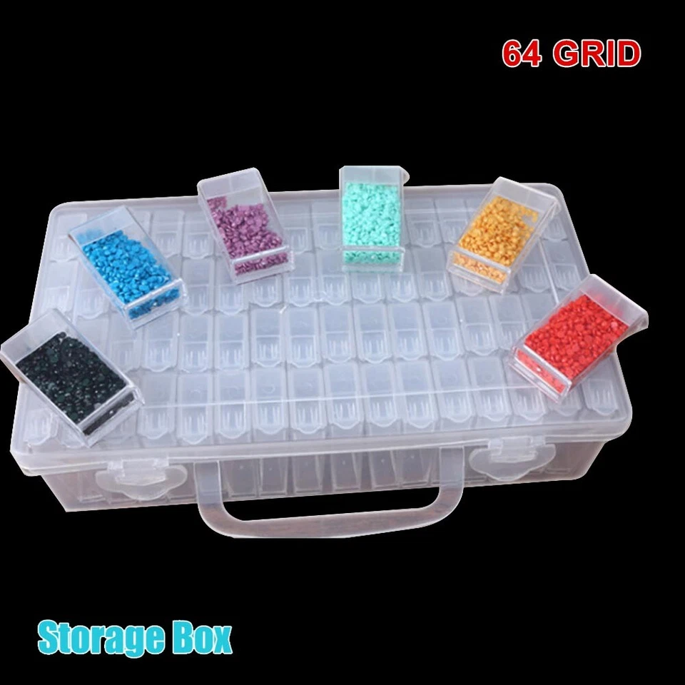64 Grids Diamond Painting Storage Box Case Embroidery Nail Art Accessory Display - Image 3 of 4