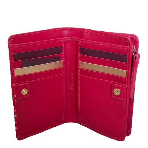 RADLEY Purse Poinsettia Red Leather Medium Bifold Wallet - Radley Joker - New - Picture 3 of 5