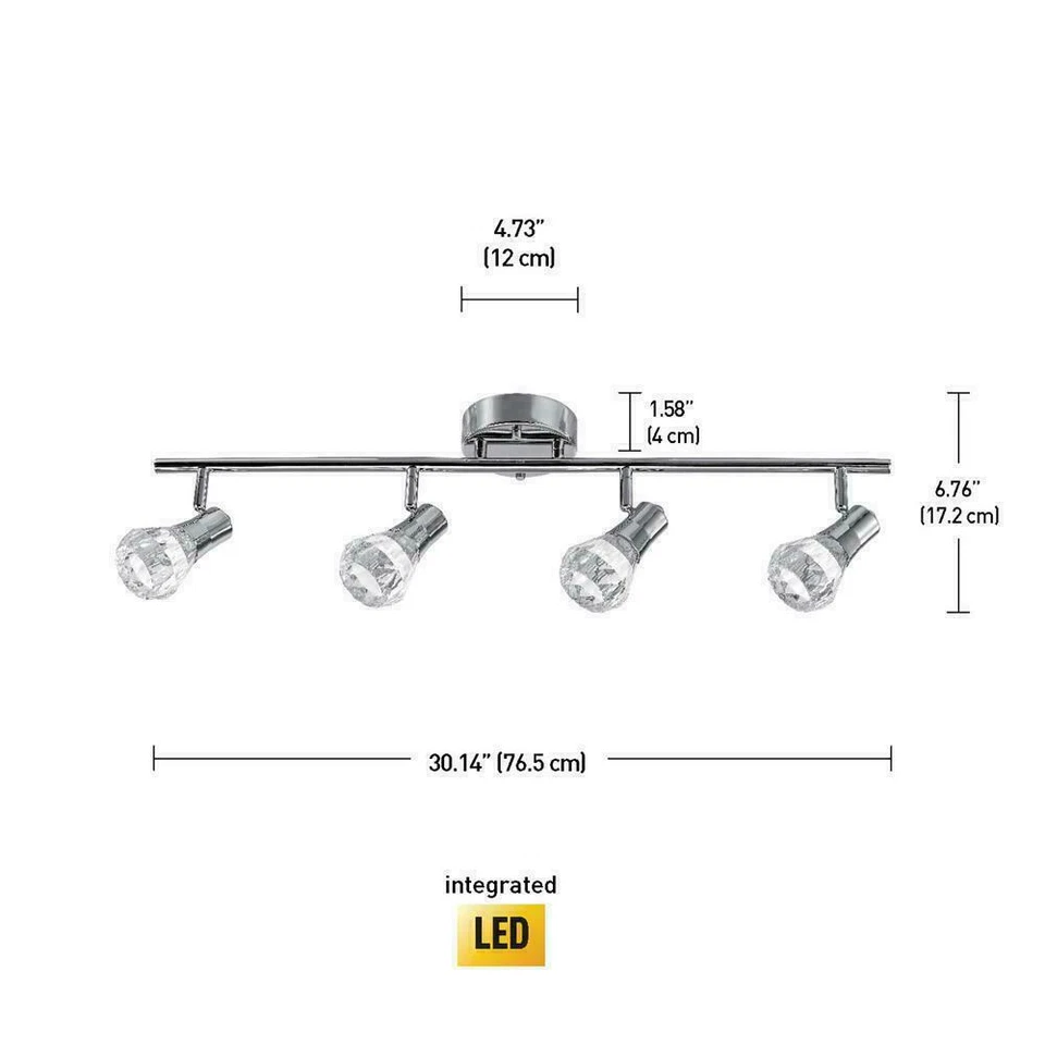 Globe Electric Mia 2,5 pies 4 luces cromo integrado LED kit de iluminación de pista Foto 3 de 4