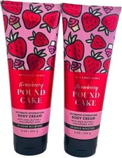 2 Pack Bath Body Works STRAWBERRY POUND CAKE Body Cream FREE SHIP New