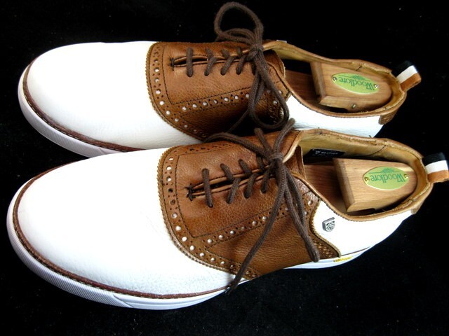 SAOLA Allen Edmonds "STRAITS" DERBY SELLA scarpa da golf derby 9 D bianco marrone (489N