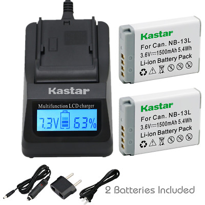 Kastar 2 Battery & Fast Charger kit for Canon NB-13L NB13L CB-2LH