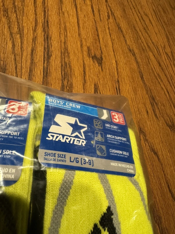 12 pares de zapatos calcetín Starter Dri Star para niños talla L (3-9) voltios negros JUGAR DURO Foto 3 de 4