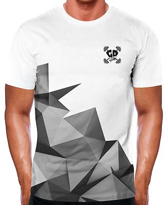 HALBGRAUES GEOMETRISCHES T-SHIRT BODYBUILDING FITNESS KLEIDUNG BRANDNEU HERREN TOP TRAINING