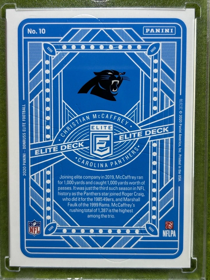 Christian McCaffrey SILVER PRIZM ELITE DECK CARD JERSEY #22 Panthers  2020 Elite - Image 4 of 4