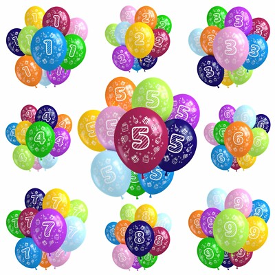 Luftballons Ballons Zahlen Happy Birthday Kinder Geburtstag bunt Party 10 Stück