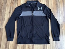 Under Armour Full Zip Black  Gray Jacket w/Side Pockets Mens Sz M