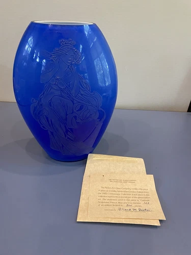 RARE VTG FENTON Connoisseur "Gabrielle" French Blue LTD ED #123/800 Vase 12"H
