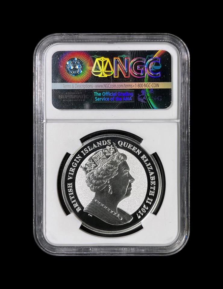 BRITISH VIRGIN ISLANDS. 2017, 1 Dollar, Silver - NGC PF70 - Top Pop 🥇 JFK RP - Image 4 of 4