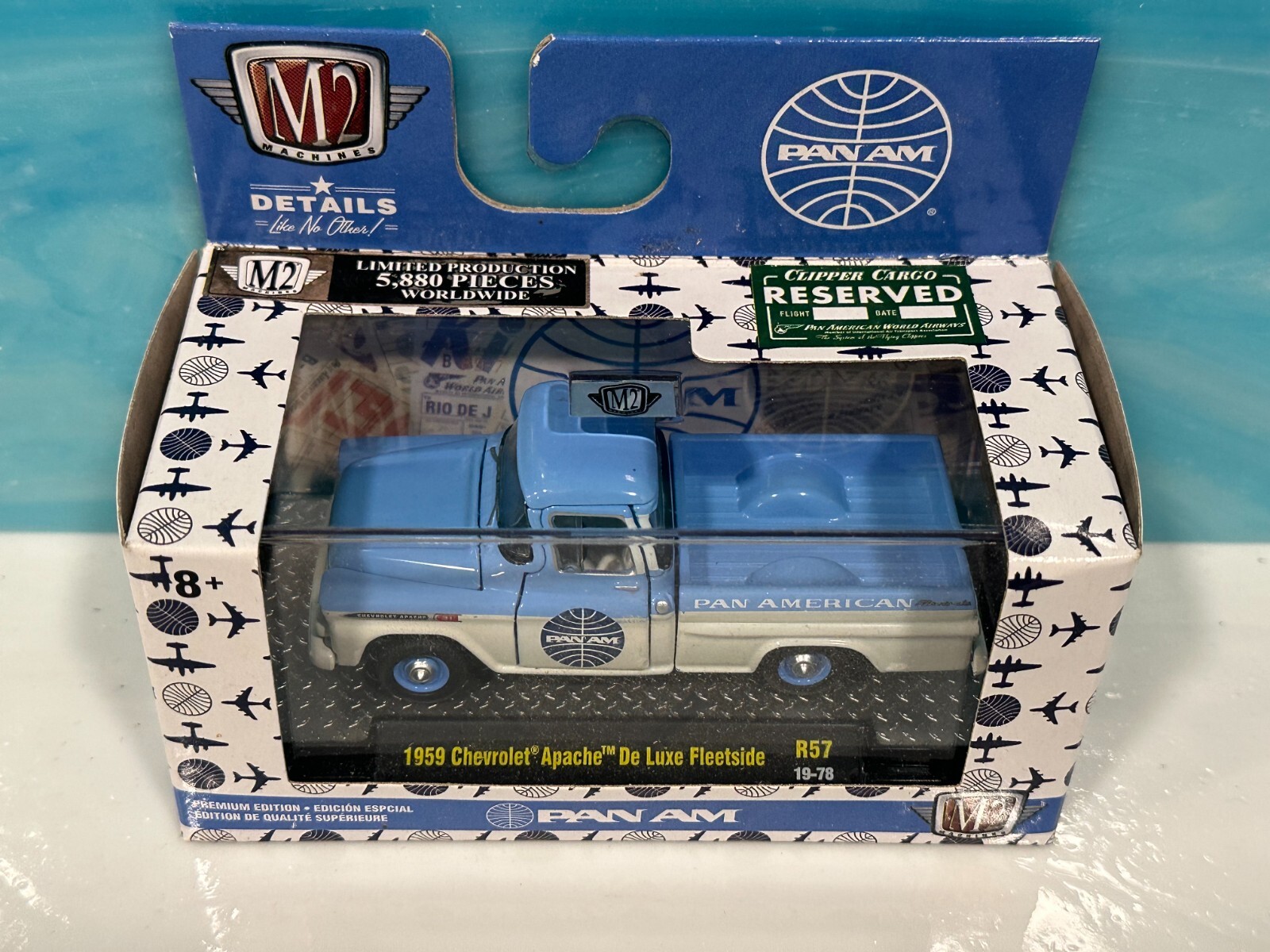 1959 Chevrolet Apache Fleetside M2 Machines Factory Sealed Pan America Airways