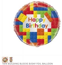 18in Building Blocks Birthday Foil Balloon. Building Blocks Themed Party Balloon
