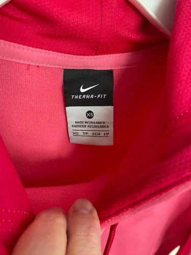 Nike Pink Therma-fit Sweatshirt Girls Size XS Pullover Hood Swoosh Just Do It - Picture 8 of 13