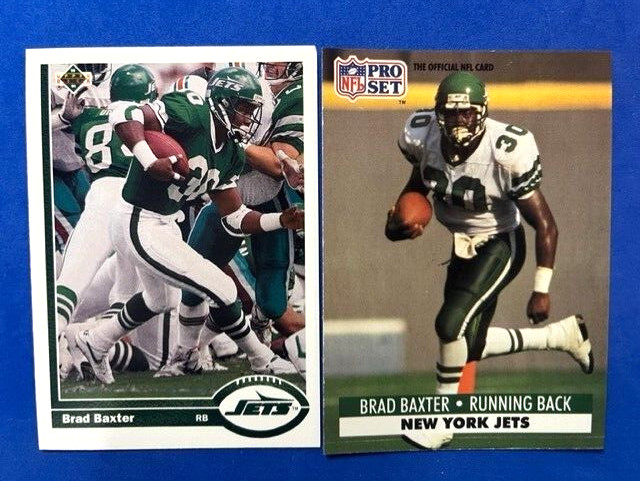 NFL - Brad Baxter 1991 Upper Deck & 1991 Pro Set Football - Jets