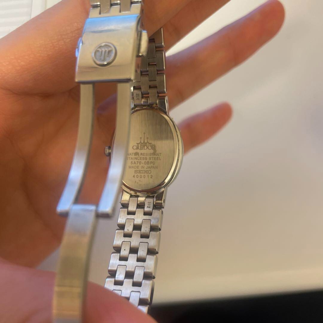 【美品】SEIKO CREDOR 5A70-0BP0 SEIKO CREDOR SIGNO 5A70-0BP0 diamond Blue shell Dial Quartz