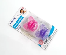 1 PACK 2 PACIFIERS BABY KING PINK & PURPLE SILICONE BINKY 0+ MONTHS BPA FREE
