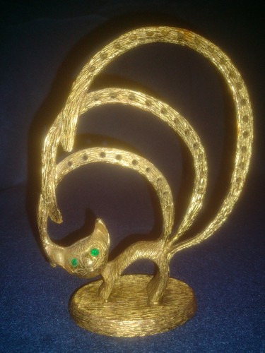 Mid Century Messing Siamkatze Ohrring Halter Ständer. - Bild 3 von 5