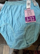 Vintage Maidenform Wise Buys Briefs Panties Sz 6 Cotton Lace Trim USA Turquoise