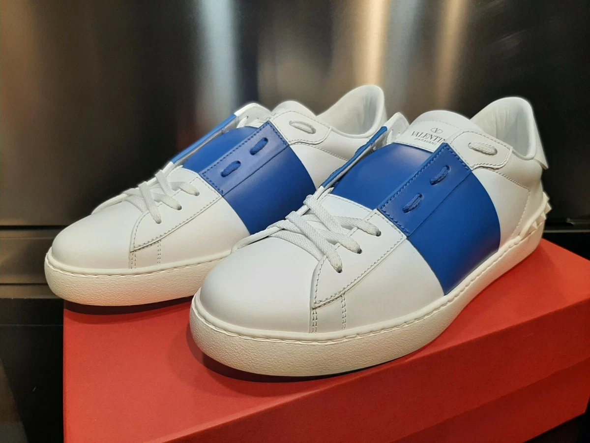 Vejrtrækning sanger Nogen som helst Valentino Garavani Open White And Blue Sneakers New | eBay