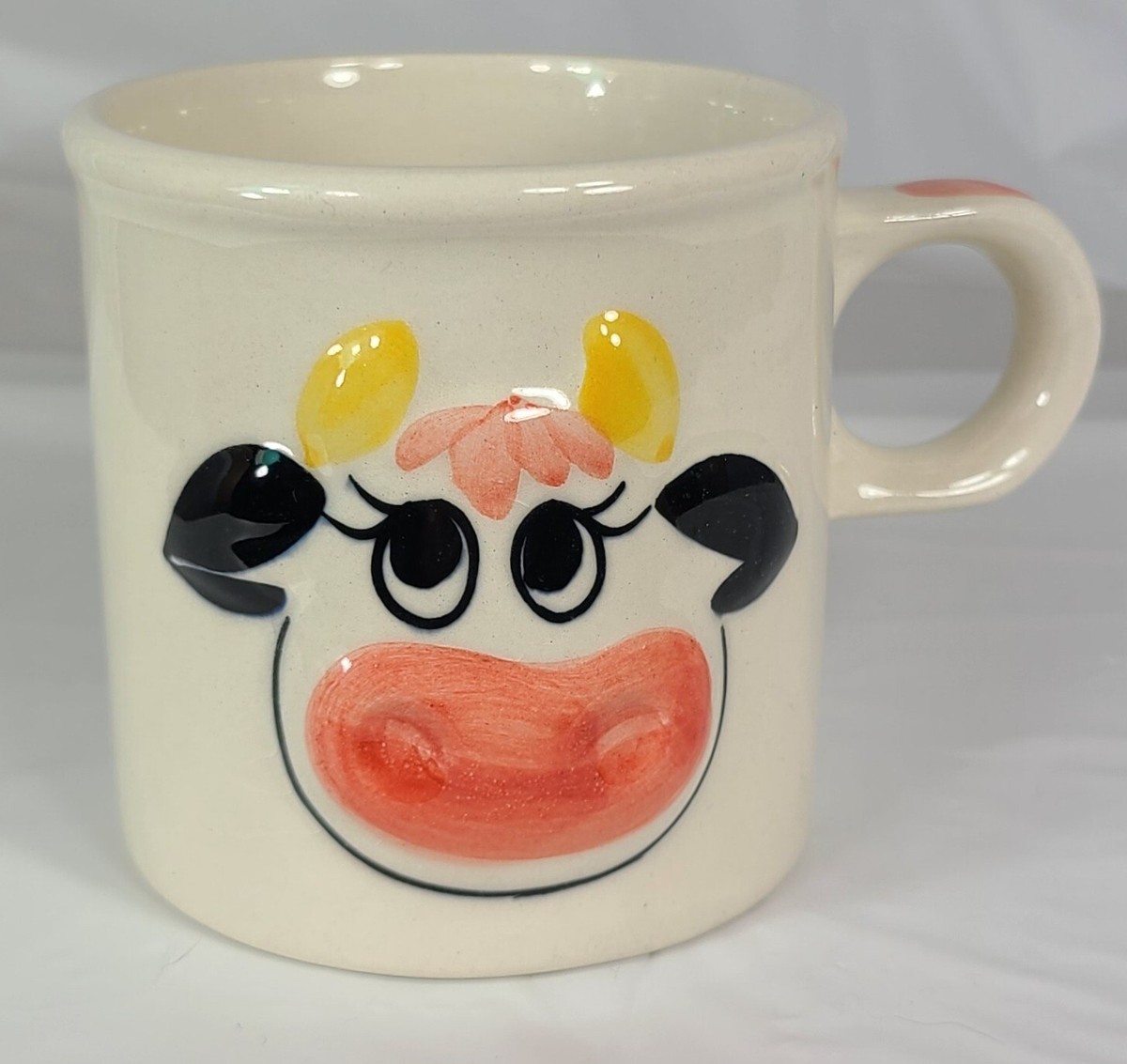 Ceramic Happy Cow Tea Coffee Mug Cup 8oz 3.5" tall, 3.25"diameter.Easter  Basket