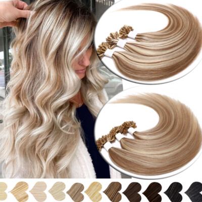 100% Remi Human Hair Flat Nail U Tip Hair Extensions Pre Bonded Keratin//Fusion
