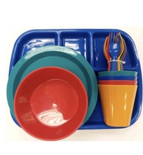 24 PC Kids' Dinnerware Set Plastic Cups Bowls Utensils Plates Trays by Mainstays