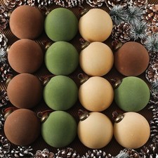 Liliful 15 Pcs Velvet Christmas Balls Bulk Flocked Christmas Tree Ball Orname...