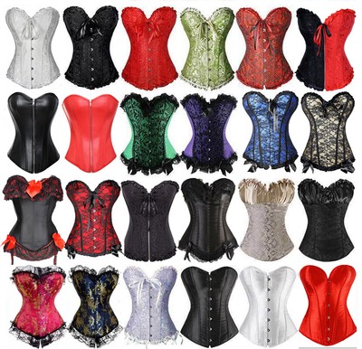 Women's Lace Up CORSET Bustier Body Shaper Waist Cincher TOP Lingerie Plus Size