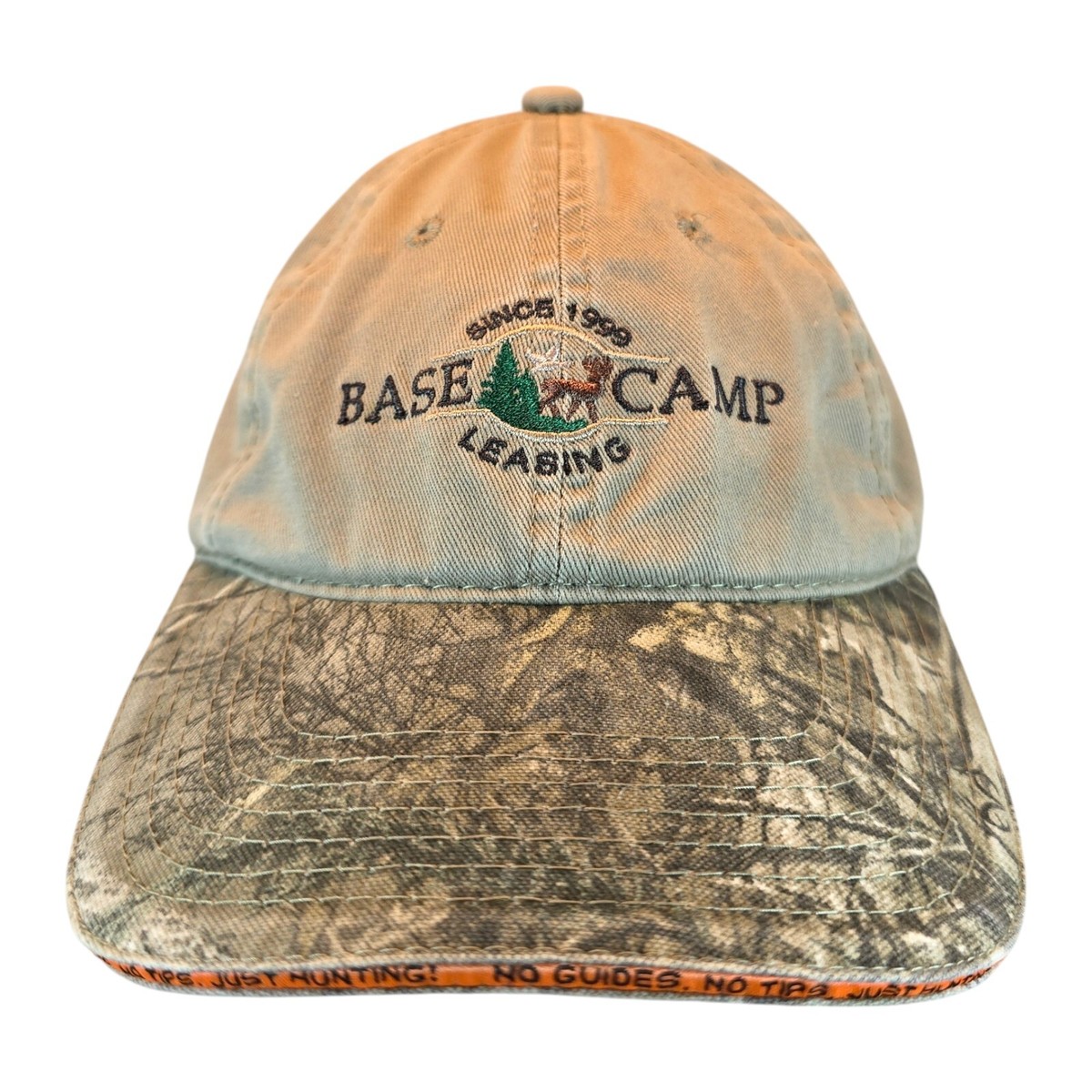 Base Camp Dad Hat Cap Strapback Adjustable Camo Beige Camping