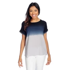NEW One World Woven Ombre Extended Shoulder Top in Gray/Black - Multiple Sizes
