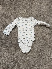 Carter s Baby Dinosaur Long Sleeve Bodysuit White Size 18 Months
