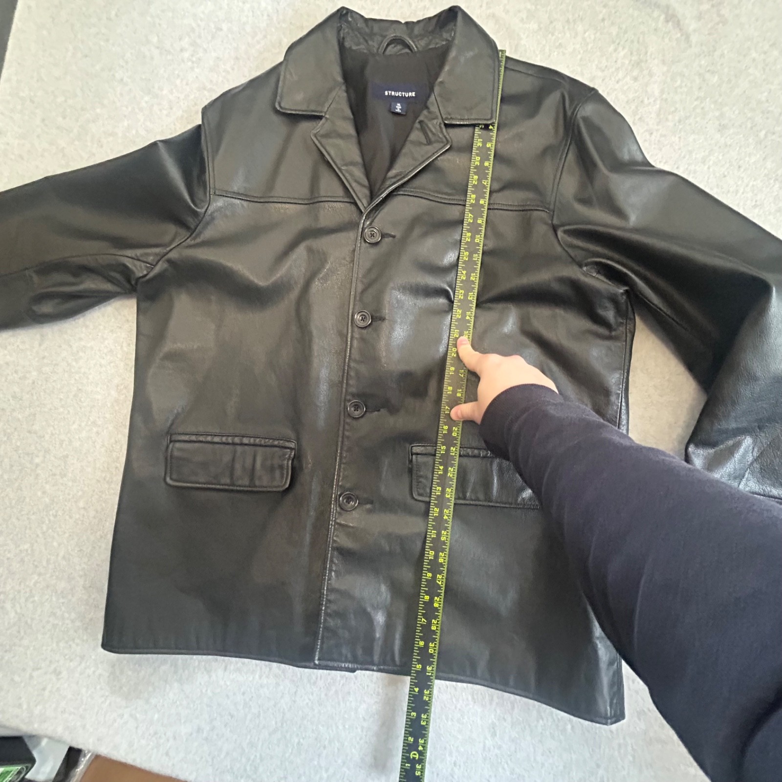 Structure Leather Jacket Mens Extra Large Black B… - image 7