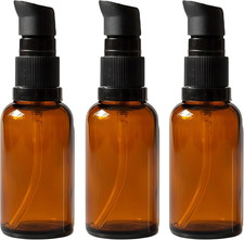 3Pcs 3.3oz Amber Glass Lotion Pump Bottles TSA Travel Size Refillable Dispensers