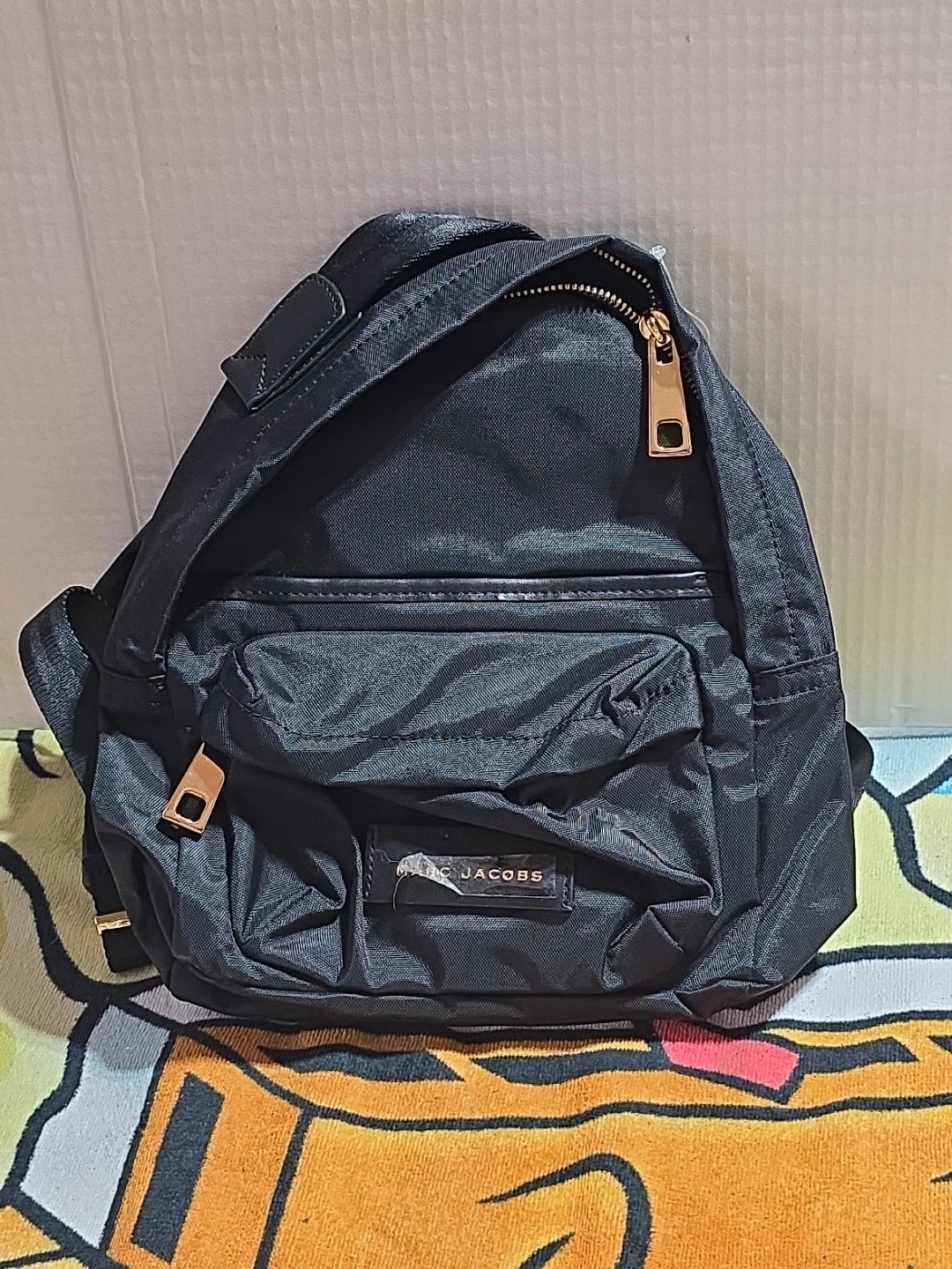NEW Marc Jacobs Black Backpack Adjustable Strap Zipper Logo Accents