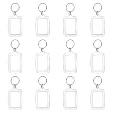 12Pcs Rectangular Curved Clear Acrylic Photo Frame Keyring for Women and Men