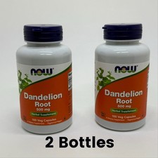 2 Pack NOW FOODS Dandelion Root 500 mg - 100 Veg Capsules Each 200 EXP 06/27